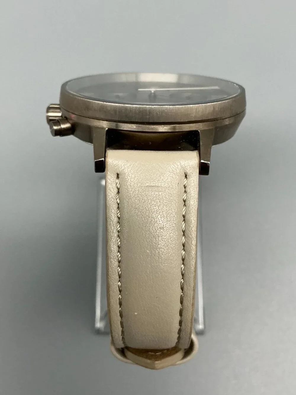 MVMT Nova Lyra Watch Women 38mm Silver Tone Leather Band Day Date New Battery